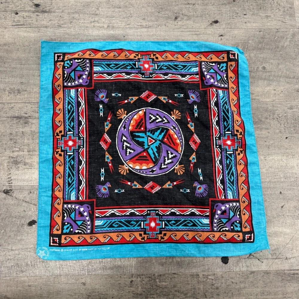 Wamcraft Bandana Unisex OS Turquoise Southwestern Native American Style Made USA